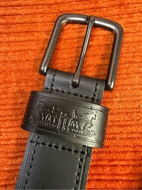 Levi's Black Leather Belt with Embossed Horse Motif